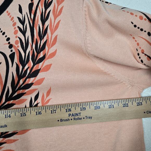 VTG Bob Mackie Wearable Art Cardigan Jacket sz XL Peach Black Zip Up Artsy READ - Picture 11 of 14